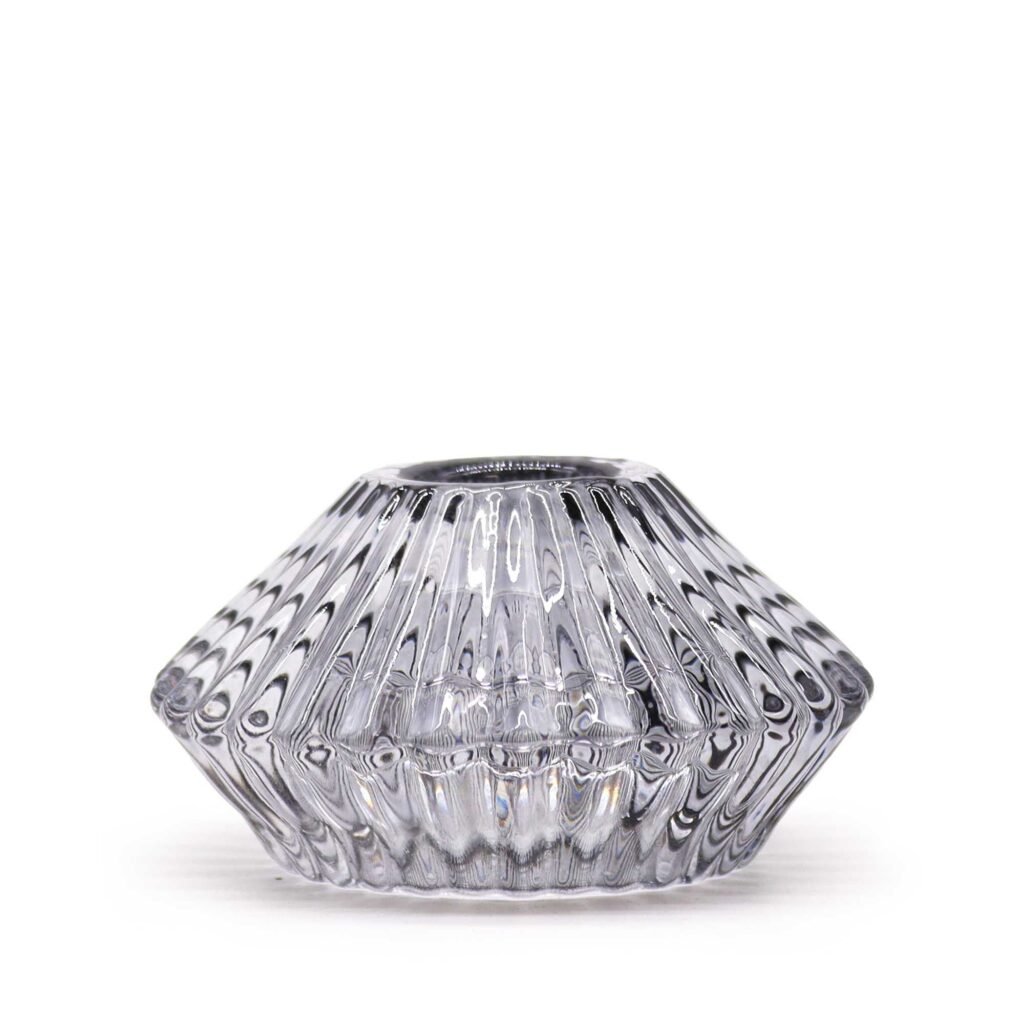 Vändbara ljushållare i facetterat grått glas