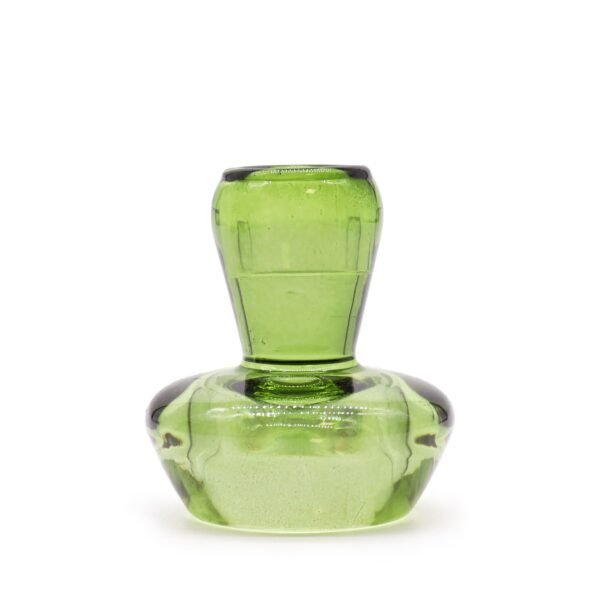 Vändbara ljushållare i grönt glas