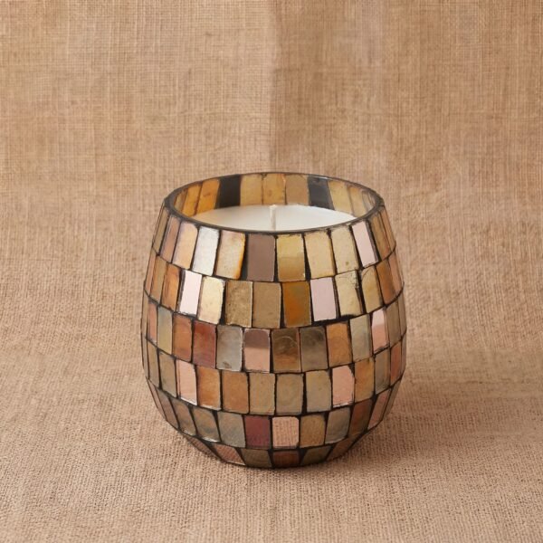 Mosaikljus i bärnsten, beige och brunt