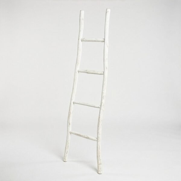 Vit dekorationsstege i trä 150 cm