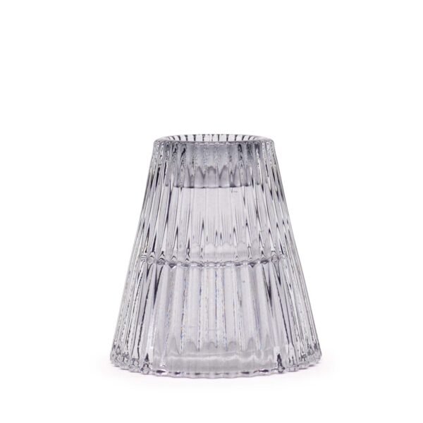 Vändbara ljushållare i grått räfflat glas