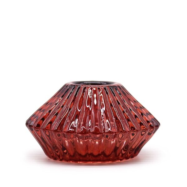 Vändbara ljushållare i facetterat mörkrött glas