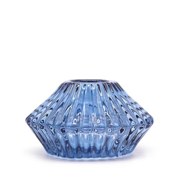 Vändbara ljushållare i facetterat blått glas