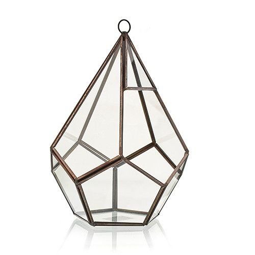 Pyramidformad växtdekoration i glas med metallram