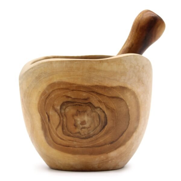 Stor mortel med mortelstöt i teak 12 cm