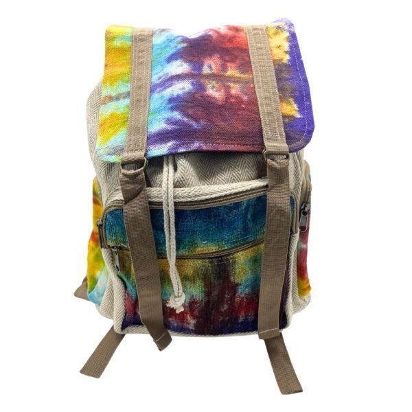 Stor tie-dye ryggsäck i bomull och hampa