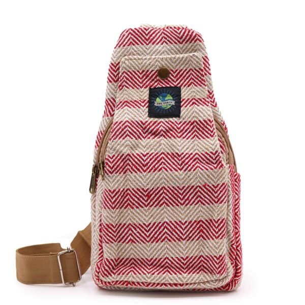 Crossbodyväska i bomull – beige och rosa